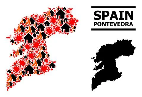 War Pattern Map of Pontevedra Province Illustrazione stock
