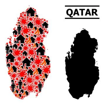 War Pattern Map of Qatar Illustrazione stock