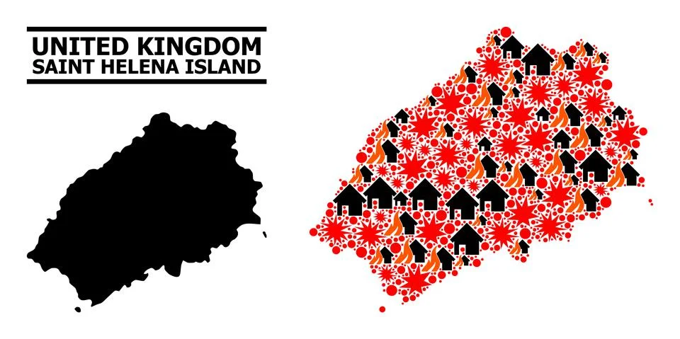 War Pattern Map of Saint Helena Island Stock Illustration