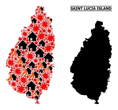 War Pattern Map of Saint Lucia Island Stock Illustration