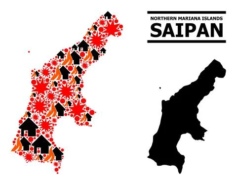 War Pattern Map of Saipan Island 스톡 일러스트