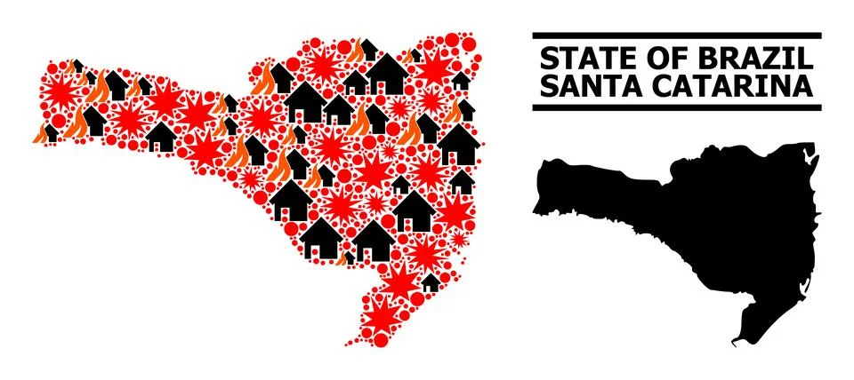 War Pattern Map of Santa Catarina State 스톡 일러스트