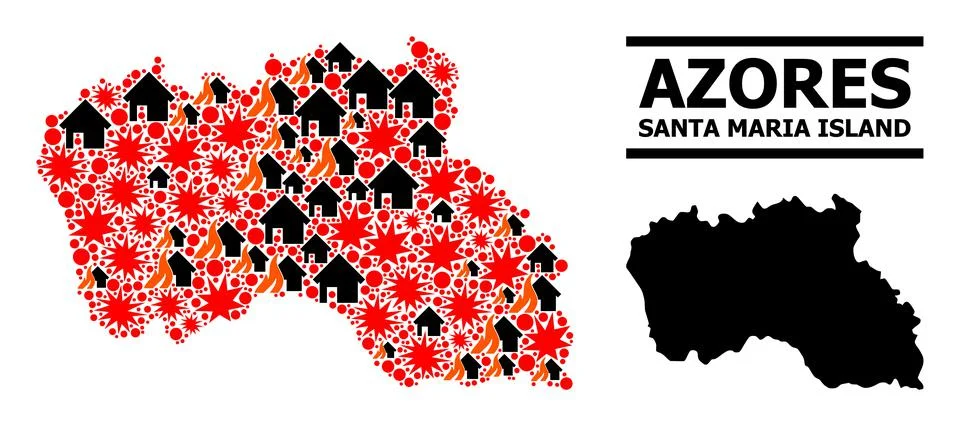 War Pattern Map of Santa Maria Island Illustrazione stock