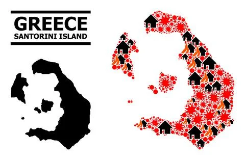 War Pattern Map of Santorini Island Illustrazione stock