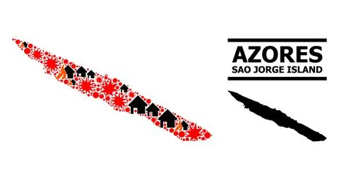 War Pattern Map of Sao Jorge Island 스톡 일러스트