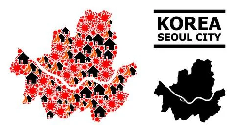War Pattern Map of Seoul Municipality Stock Illustration