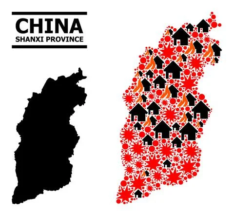 War Pattern Map of Shanxi Province イラスト素材
