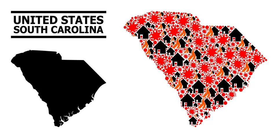 War Pattern Map of South Carolina State Stock Illustration