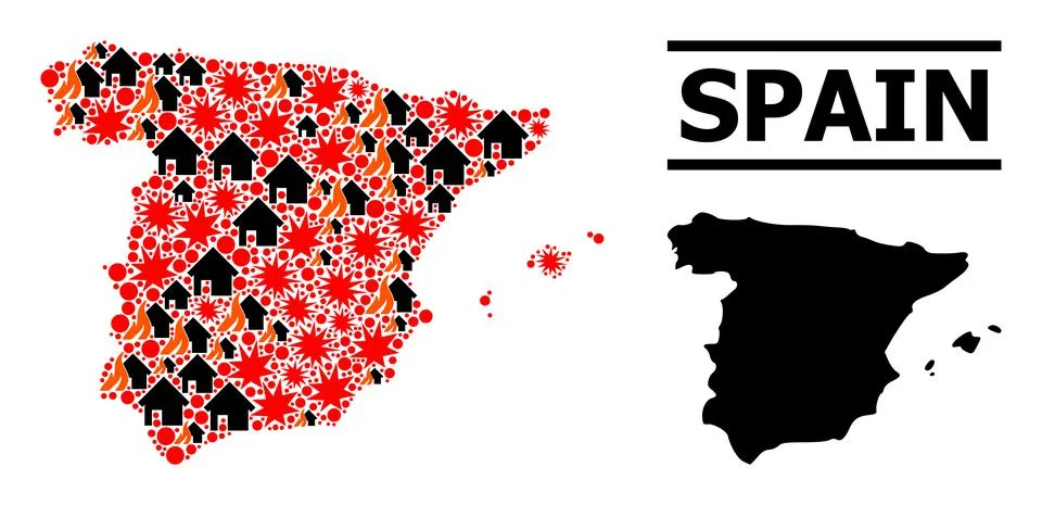 War Pattern Map of Spain Illustrazione stock
