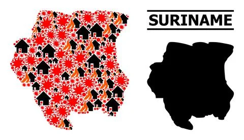 War Pattern Map of Suriname 스톡 일러스트