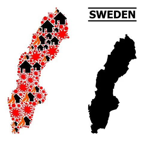 War Pattern Map of Sweden 스톡 일러스트