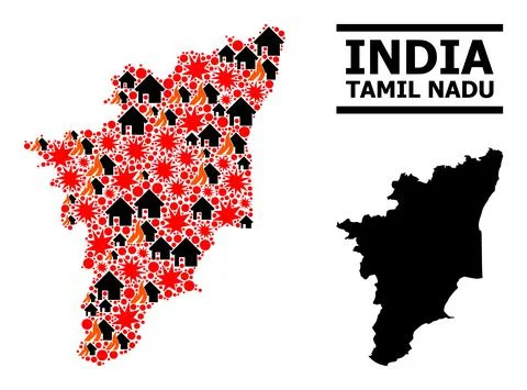 War Pattern Map of Tamil Nadu State Stock Illustration