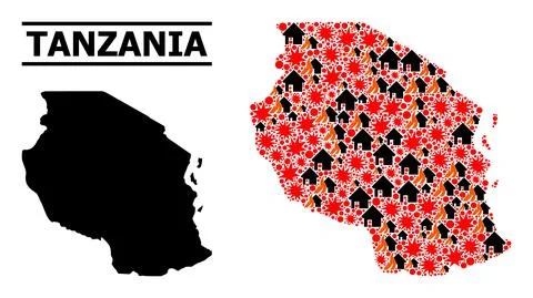 War Pattern Map of Tanzania イラスト素材