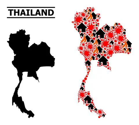 War Pattern Map of Thailand 스톡 일러스트