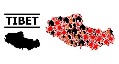 War Pattern Map of Tibet 스톡 일러스트