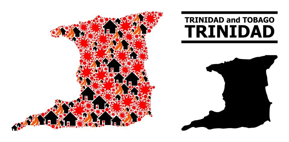 War Pattern Map of Trinidad Island 스톡 일러스트