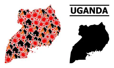 War Pattern Map of Uganda 스톡 일러스트