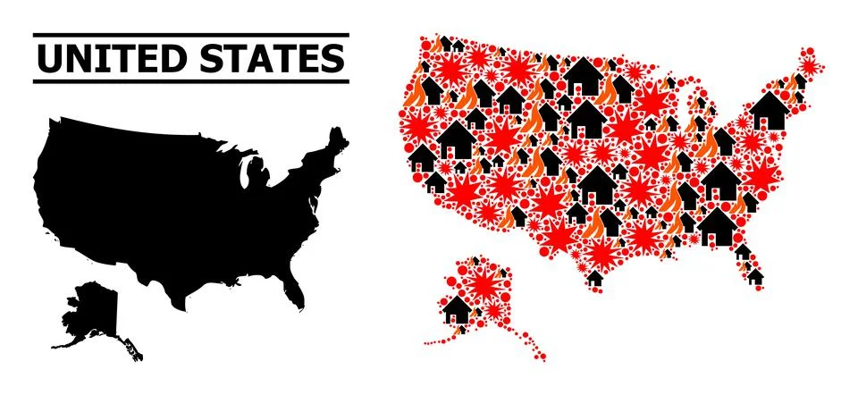War Pattern Map of USA and Alaska Stock Illustration