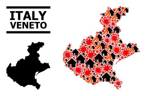 War Pattern Map of Veneto Region Stockillustratie