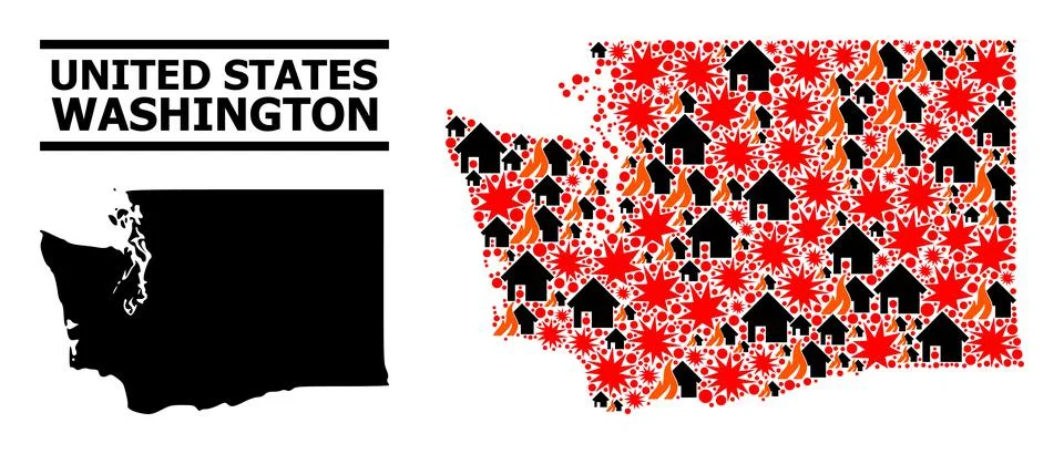 War Pattern Map of Washington State Illustrazione stock
