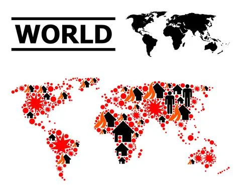 War Pattern Map of World Stock Illustration