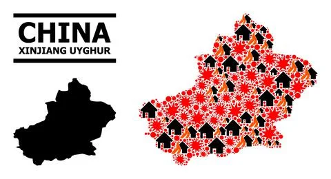War Pattern Map of Xinjiang Uyghur Region イラスト素材