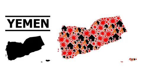 War Pattern Map of Yemen Stock Illustration