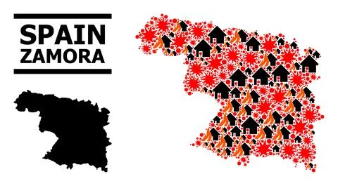 War Pattern Map of Zamora Province Stock Illustration