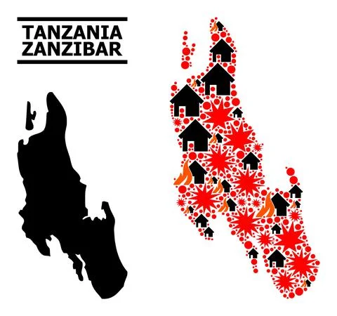 War Pattern Map of Zanzibar Island イラスト素材