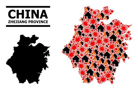 War Pattern Map of Zhejiang Province 스톡 일러스트