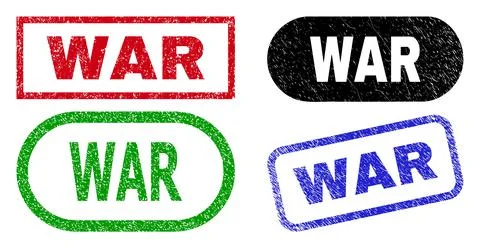 WAR Rectangle Stamp Seals with Rubber Style Stock Illustration