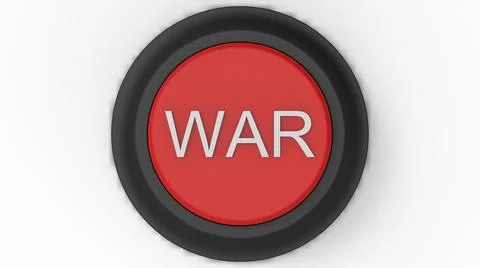 War red button isolated 3d illustration render Illustrazione stock
