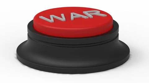 War red button isolated 3d illustration render Stock Illustration