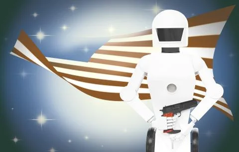 War robot with weapon 스톡 사진