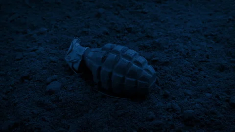 War Scene Grenade Explodes In The Dark Stock Footage 337248434