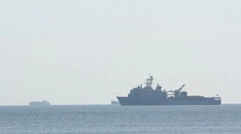 War ship on the sea Video stock 12273571