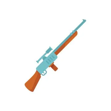 War sniper icon flat vector. Weapon gun Stock Illustration