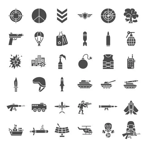 War Solid Web Icons 스톡 일러스트