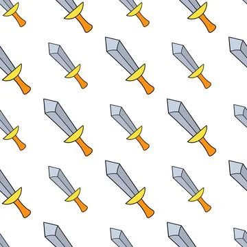 War sword seamless pattern textile print. repeat pattern background design Stock Illustration