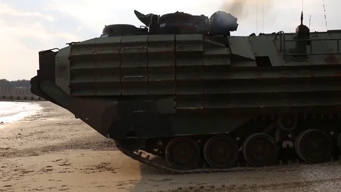 War tank on the high seas Stock Footage 104246132