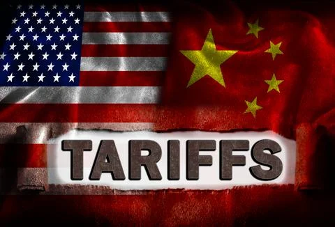 War on tariffs between the USA and China Illustrazione stock