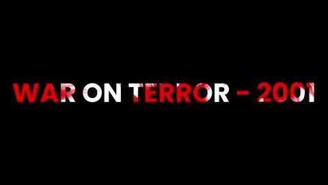 WAR ON TERROR - 2001 Blood Text Title Animation  Historical War Documentary.. Stock Footage 330587402