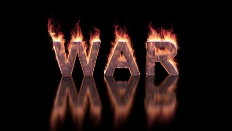 War text burning in fire on glossy surface Stock Footage 105169736
