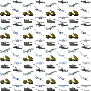 War Transport Seamless Pattern Illustration