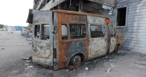 War in Ukraine. Consequences of occupation of Bucha, Irpin, Borodyanka Stock Footage 201365987