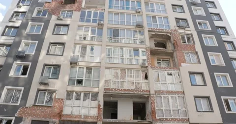 War in Ukraine. Consequences of occupation of Bucha, Irpin, Borodyanka Video stock 201366701