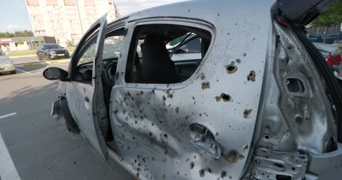 War in Ukraine. Consequences of occupation of Bucha, Irpin, Borodyanka Video stock 201367032