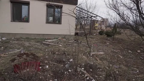 War in ukraine. Destroyed buildings. Video stock 201340107