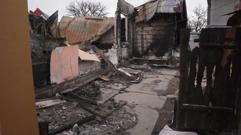 War in ukraine. Destroyed buildings. Stock Footage 201340108