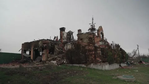 War in ukraine. Destroyed buildings. Stock Footage 201340113